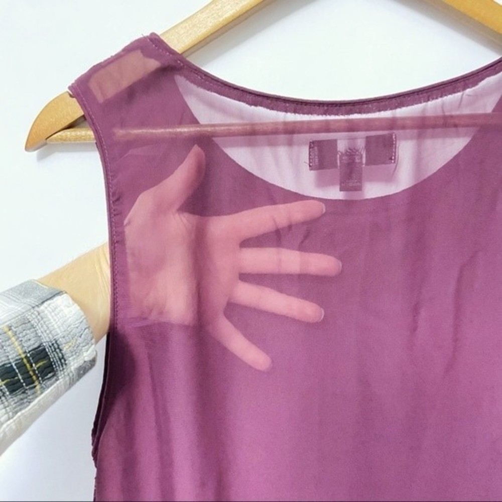 Mossimo Plum Chiffon Lace Sheer Blouse Tank - Picture 6 of 8